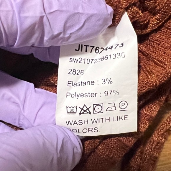 Shein Womens Brown V-Neck Knitted Ruched Bodycon Long Sleeve Dress Size Large - Picture 7 of 11